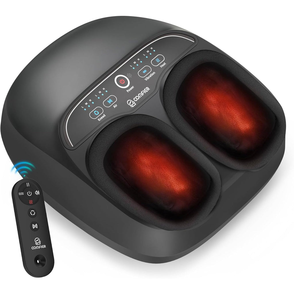 COMFIER Foot Massager with Deep Kneadinng for Pain,Shiatsu Foot Massager with Heat for Plantar Fasciitis,Remote Control,Customizable Settings, Pause Function,Electric Massage Machine Gifts