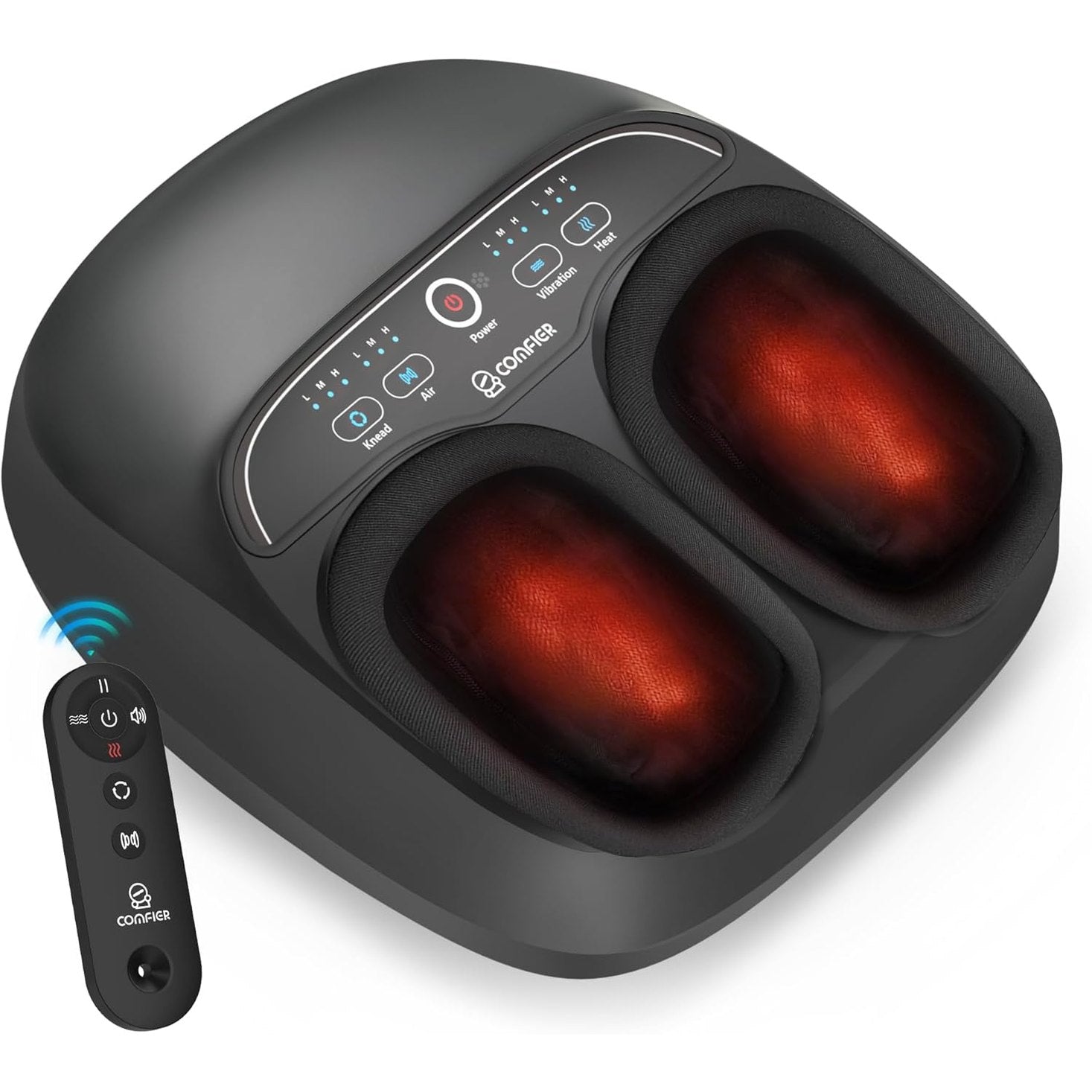 COMFIER Foot Massager with Deep Kneadinng for Pain,Shiatsu Foot Massager with Heat for Plantar Fasciitis,Remote Control,Customizable Settings, Pause Function,Electric Massage Machine Gifts