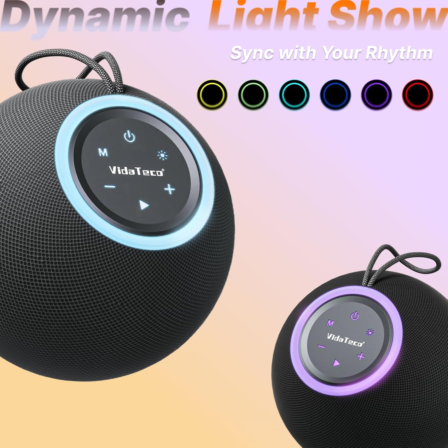 VidaTeco Bluetooth Speaker Powerful 30W Portable Speaker: IPX7 Waterproof Bluetooth Wireless 5.3 TWS Pairing 30H Battery Life,Support FM, AUX, TF,RGB Light (C57 Black)