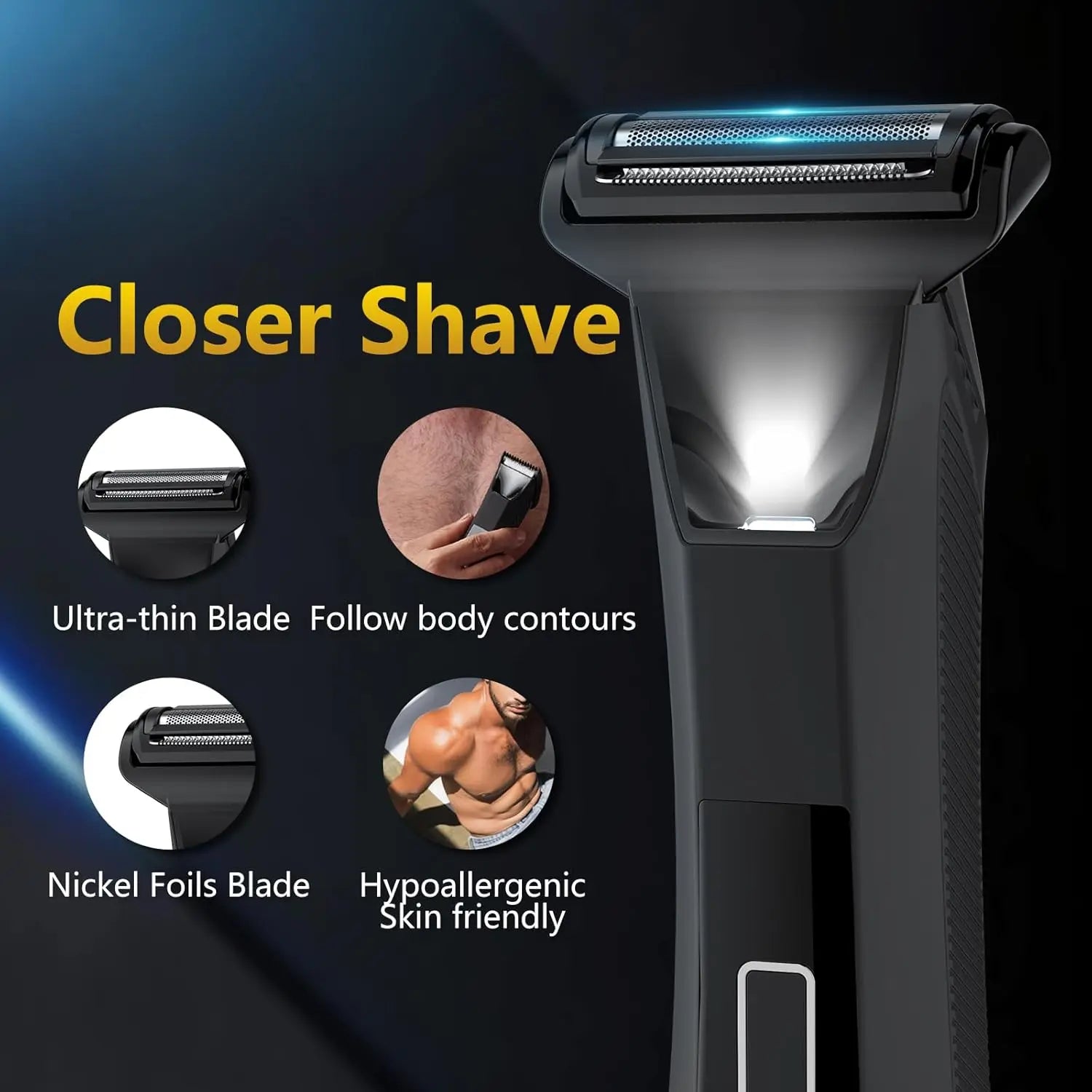 Manscape Ball Trimmer for Men, 2-in-1 Body Hair Trimmer and Groin Hair Shaver -Dual-Head Trimmer for No-Nick Shaving, Smooth Grooming, Lightweight with Travel Lock, IPX7 Waterproof, LED Display