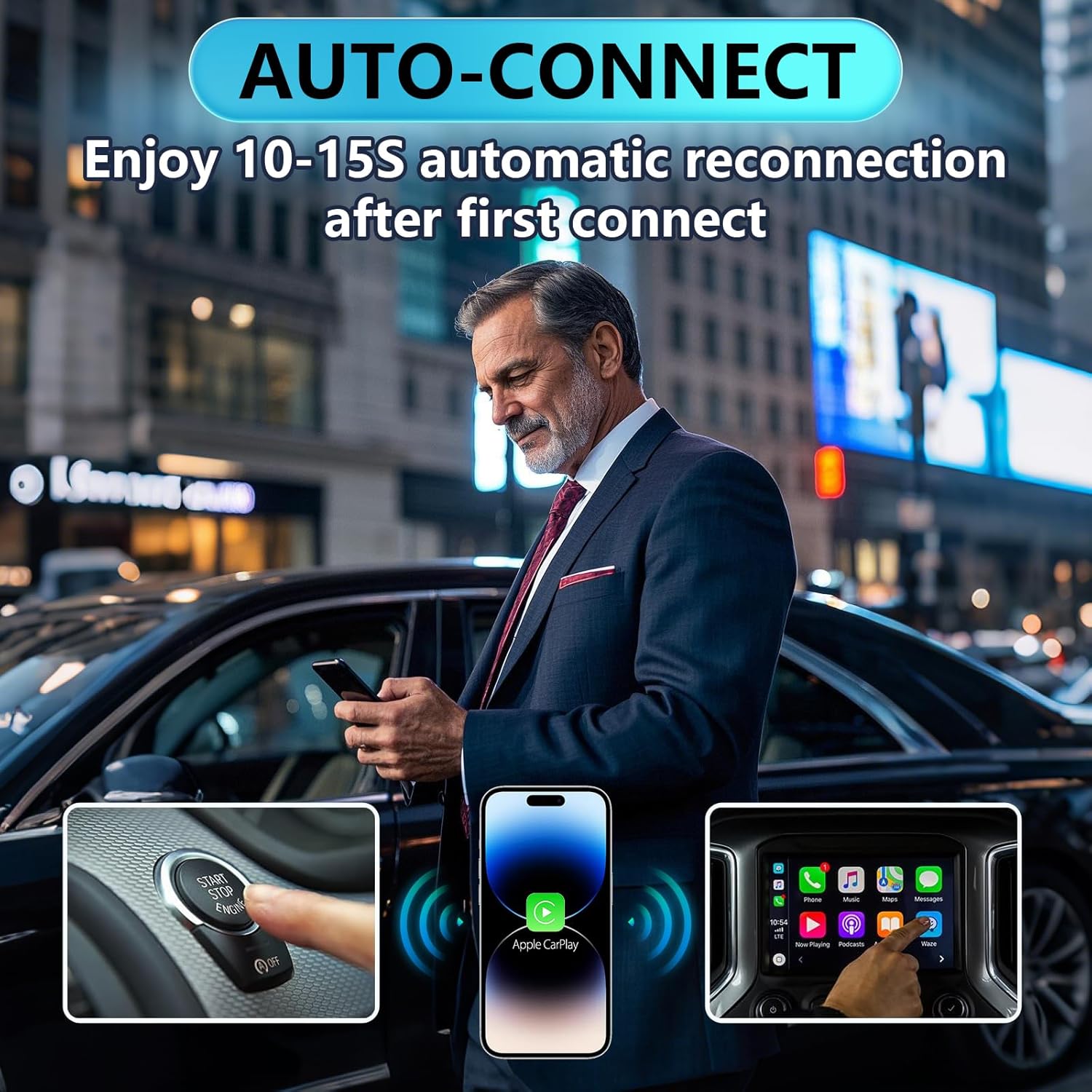 Wireless Carplay Adapter, 2025 Upgrade Converts Wired to Wireless Adapter for iPhone, Wireless Control Plug & Play Carplay for 2017+ Cars and for Apple iPhone iOS 10+