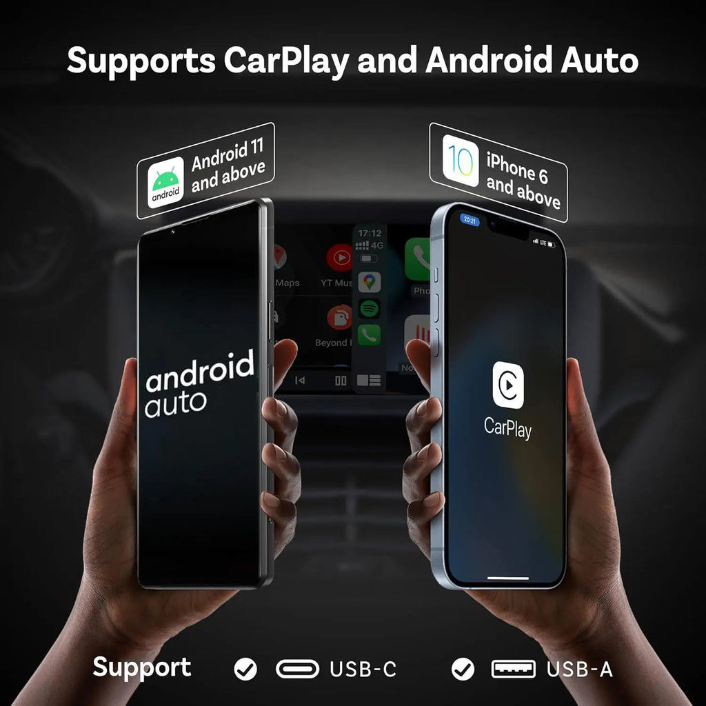 OTTOCAST Mini Dongle 2 in1 Wireless Carplay Adapter for Apple iPhone with GPS Passthrough, Android Auto Car Adapter, Plug & Play, Convert Wired to Wireless Car Play Dongle to USB& USB-C, No Delay