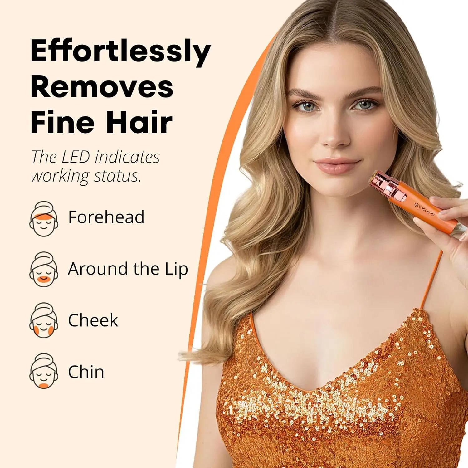 VG VOGCREST Facial Hair Removal: 2-in-1 Electric Eyebrow Trimmer for Women - Rechargeable USB-C Portable Painless Shaver Hair Remover for Home Travel