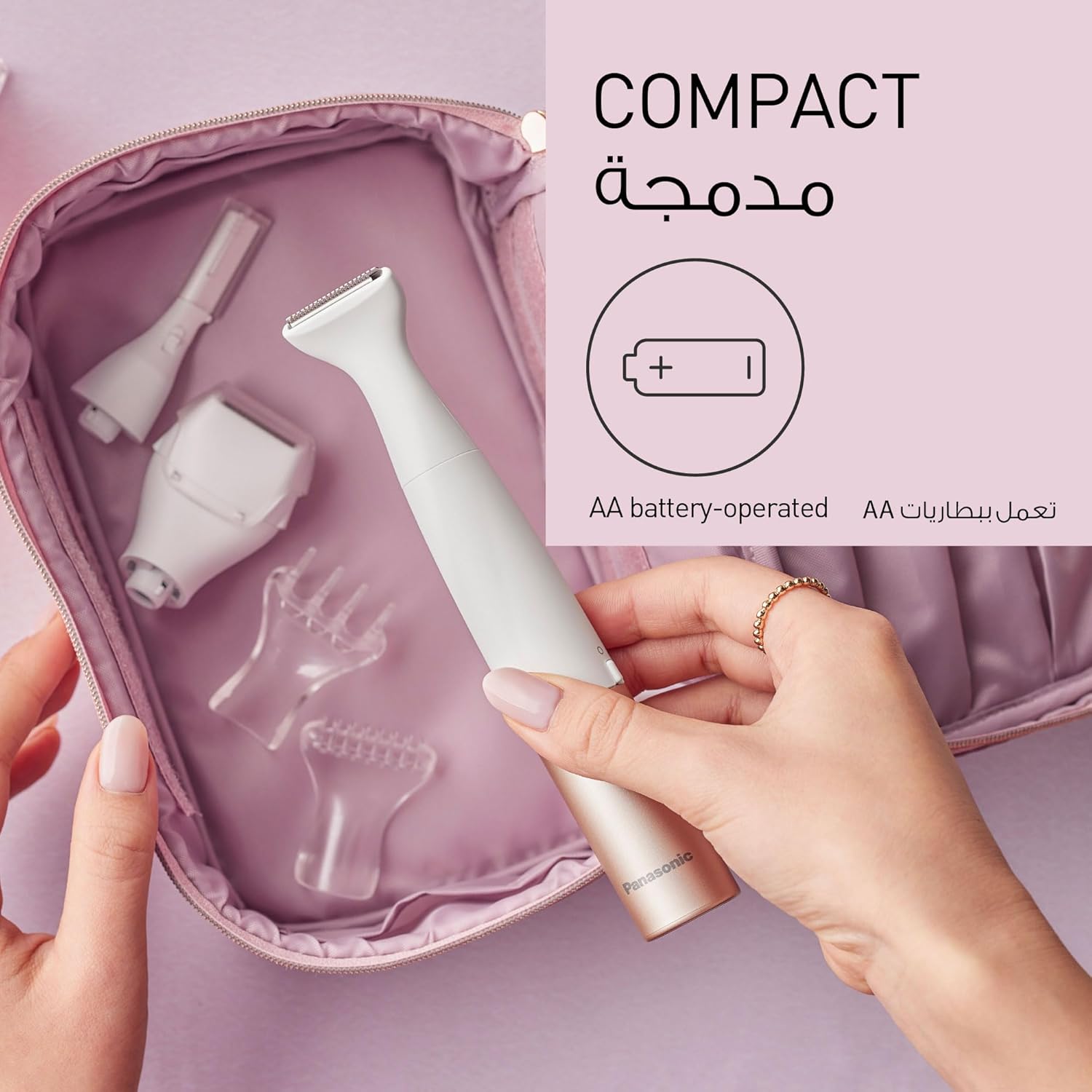 Panasonic 5-in-1 Full waterproof Women Multi-grooming Kit with dedicated trimmer for body and its own bikini trimmer and shaver for gentle full body grooming - ES-WM31-P262