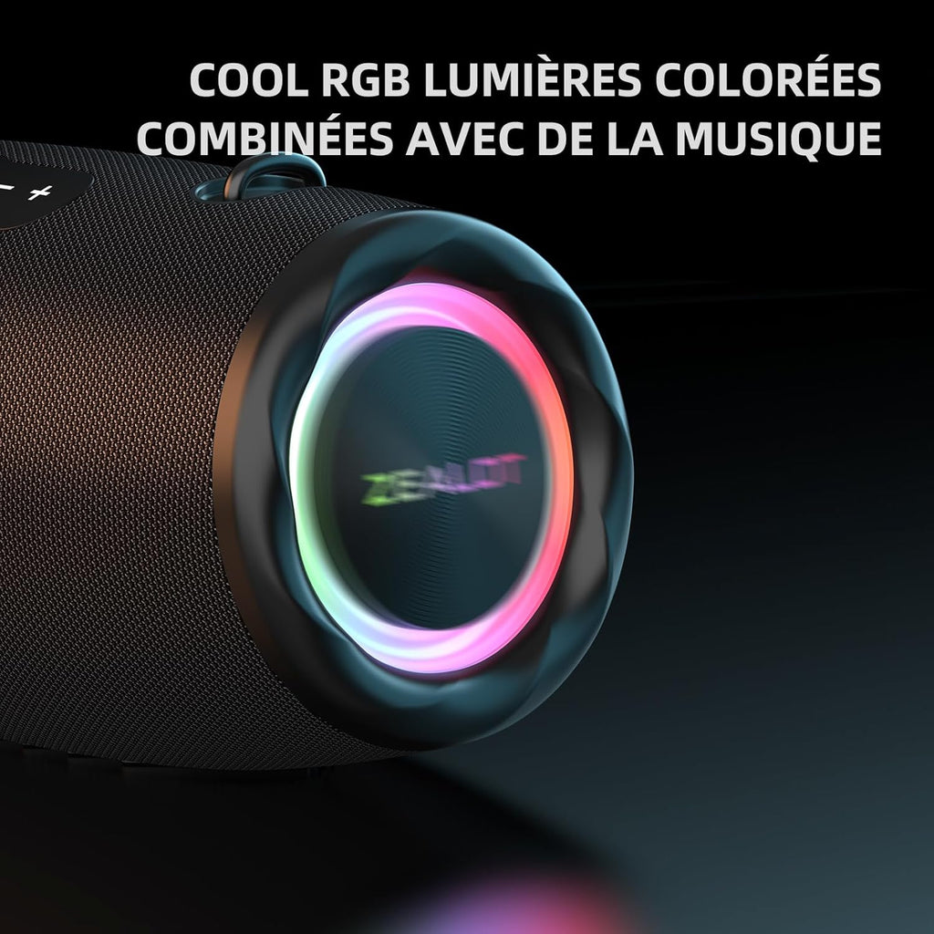 ZEALOT Bluetooth Speaker, 80W Bluetooth Speaker with Boost Bass, Waterproof IPX6, LED Light, Power Bank, Bluetooth 5.2, Outdoor, Camping Bluetooth Speaker