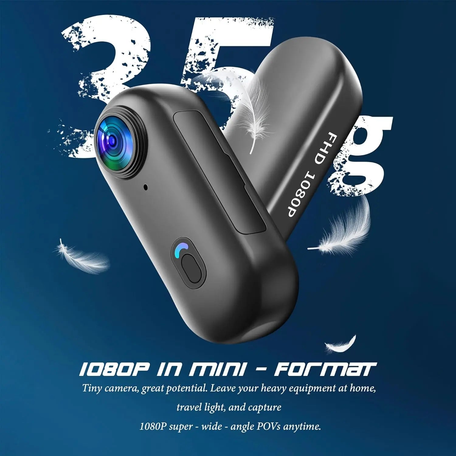 Baobylon Mini Action Cam WiFi 1080P Underwater Camera Waterproof up to 30 m, 360° Helmet Camera Motorcycle Bicycle Body Cam Body Camera Helmet Camera, Mini Camera, Multifunctional Accessories