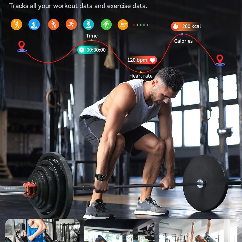 Smart Watch (Answer/Make Call), 2.1" Curved AMOLED Screen Smartwatch for Men Women, 100+ Sport Modes Fitness Tracker, Heart Rate Sleep SpO2 Monitor, IP68 Activity Trackers, Android and iOS Compatible