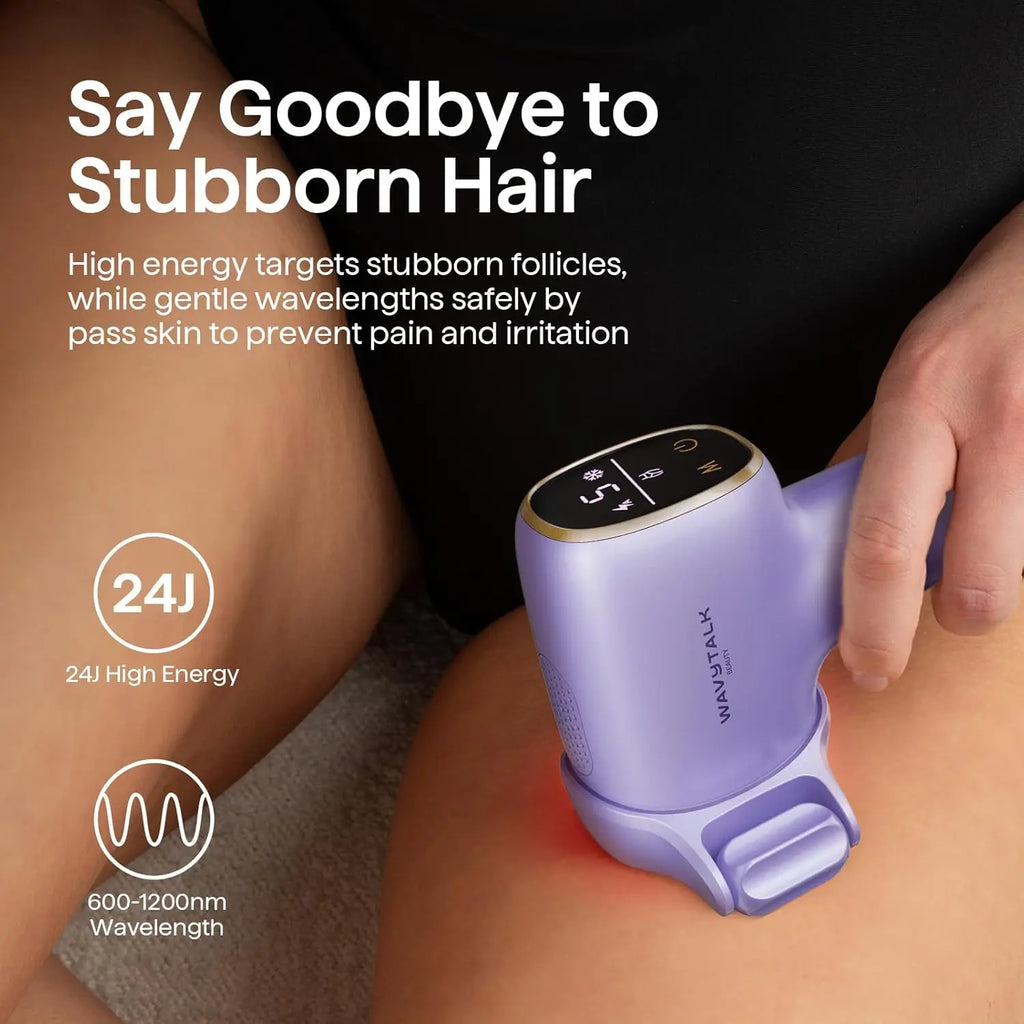 Wavytalk IPL Hair Removal Device, Bare It with Precision Roller for Face Body Bikini – Long-Lasting Result & Painless, 24J Dual-Pulse & Ice Cooling, At-Home Use for Women and Men, Corded
