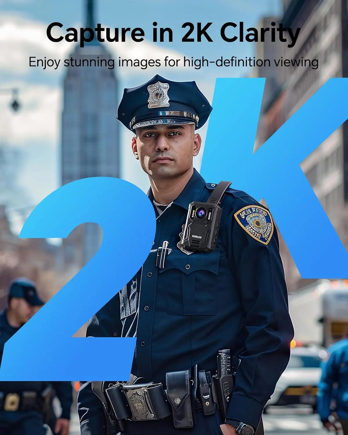 BOBLOV KJ23Pro 2K Body Camera, 128GB Body Worn Camera with Night Vision, 4000mAh Battery for 15 Hours Continuous Recording, with Car Suction for Dashcams, Law Enforcement, Security, Outdoor Work