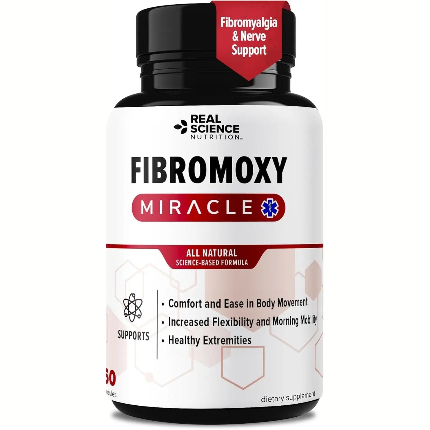 Real Science Fibromoxy Miracle – All Natural Fibromyalgia Relief Supplement for Pain, Stiffness & Fatigue with Vitamins B6, B12, C, D, K + Nitric Oxide Support – Neurological & Circulatory Aid, 60Caps