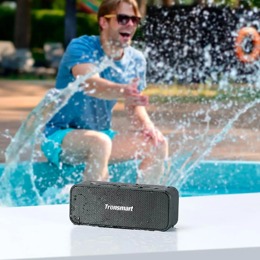 Tronsmart Waterproof Bluetooth speaker, T2 PLUS Portable Speaker with 24 Hours Playtime, IPX7 Waterproof Wireless Bluetooth 5.0 Speaker, Voice Assistant, Built-In Mic for Phone Outdoor, Alexa