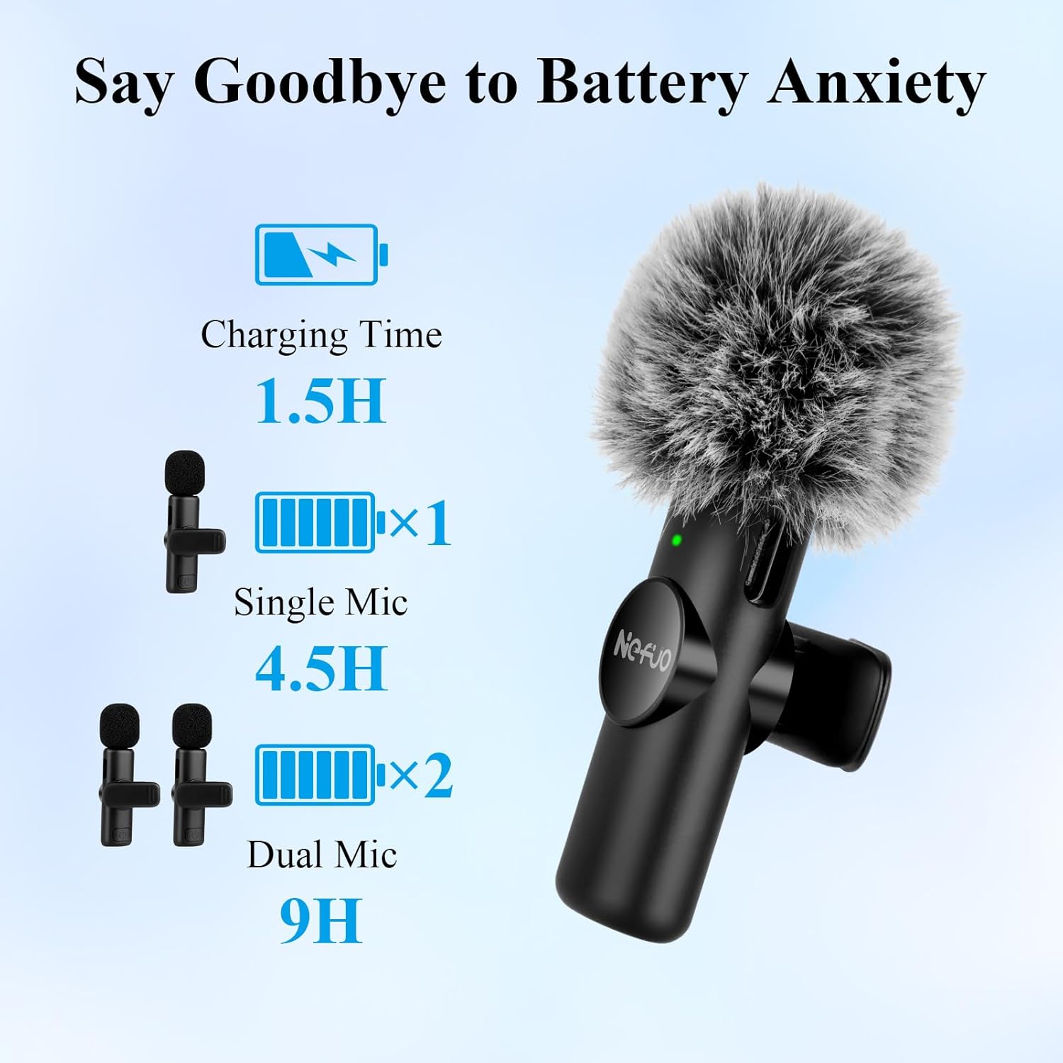 Nefuo 2 Pack Type C Mini Wireless Lavalier Microphone for iPhone 15 & Android Devices, Crystal Clear Sound Quality with Noise Reduction Lapel Microphone Plug-Play for Podcast Vlog YouTube TikTok