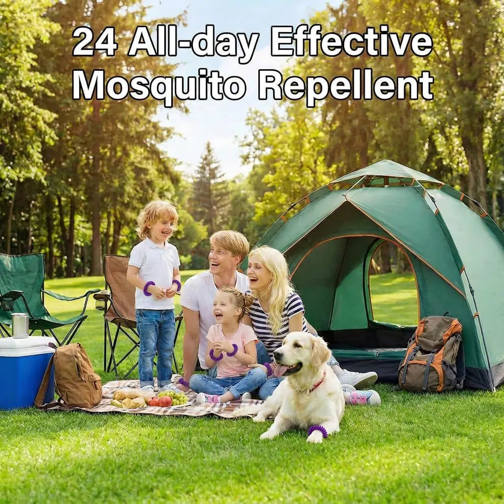 BuggyBands Mosquito Bracelets, 24 Pack Individually Wrapped, DEET Free, Natural and Waterproof Band