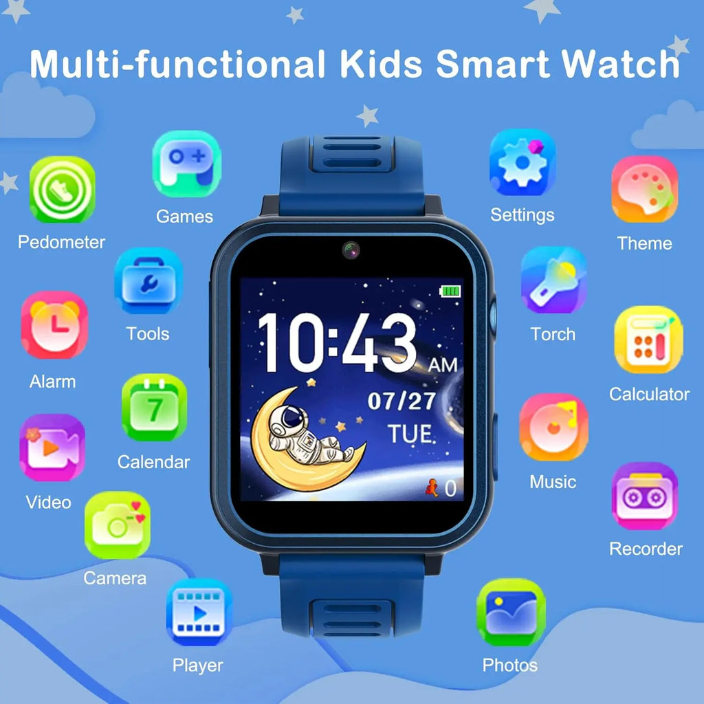 Phyulls Smart Watch for Kids with 24 Games Alarm Clock, Touch Screen, Calendaring Camera Music Player Time Display Video & Audio Recording, Toys for 3-12 Years Old Boys