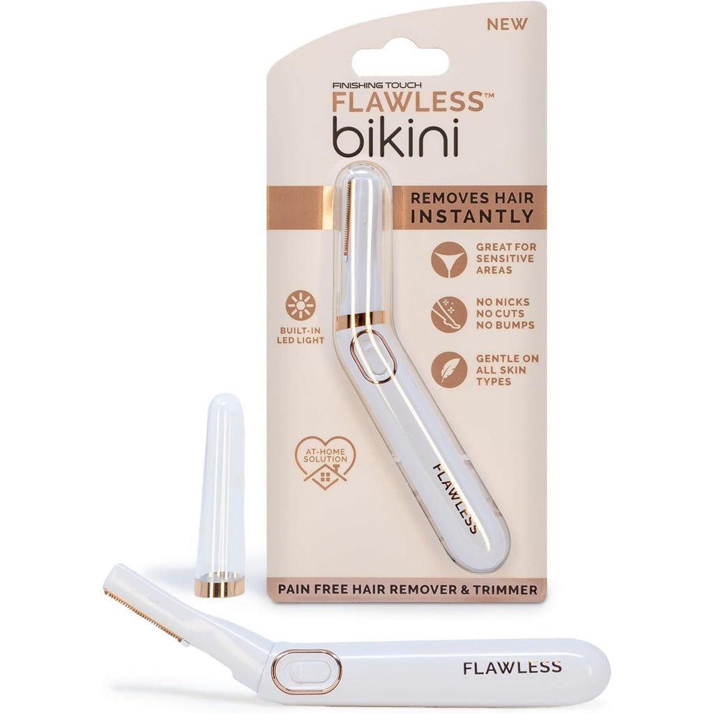 Finishing Touch Flawless Bikini Shaver and Trimmer Hair Remover for Women, Dry Use Electric Razor, Personal Groomer for Intimate Ladies Shaving, No Bump, Smooth Shave