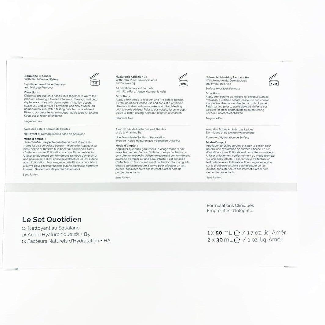 The Daily Set.Three Hydrating Formulas. Squalane cleanser(50ml)&The Ordinary Hyaluronic Acid 2% + B5 face serum (30ML)&Natural Moisturizing factors+HA (30ml) Skincare