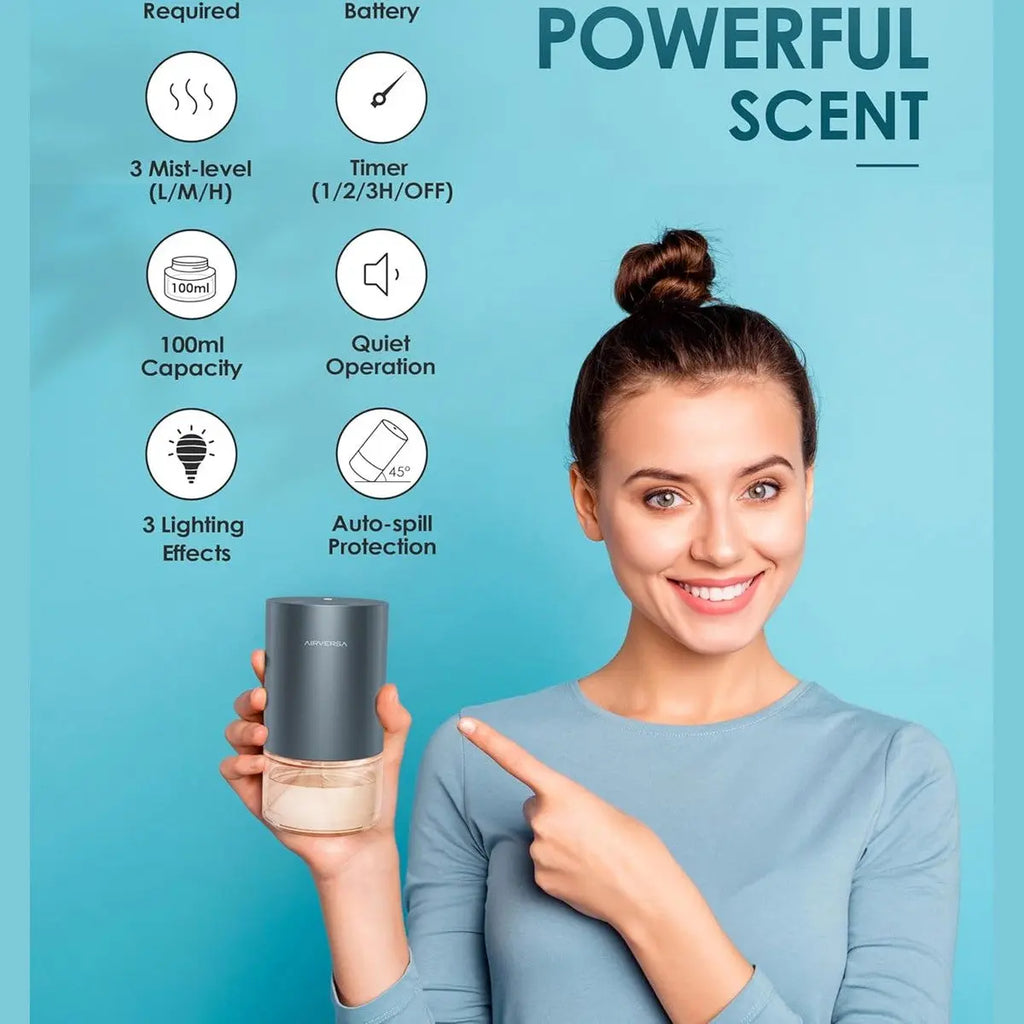 Essential Oil Diffuser Water Free Aromatherapy Home Large Room Bedroom Car Office Desk Battery Operated Small Pure Fragrance Diffuser AN2 (Desert Titanium)