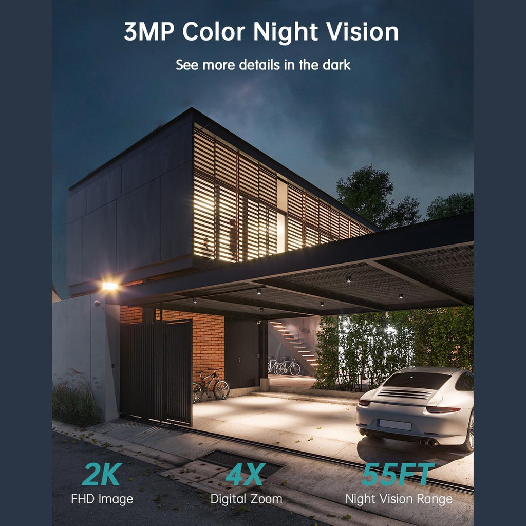 ZUMIMALL Wireless Outdoor WiFi Surveillance Camera - Solar Panel, 360° PTZ Outdoor Camera 2.4GHz, Surveillance Camera with Night Vision Colour, Two-Way Audio, PIR Siren (3MP)