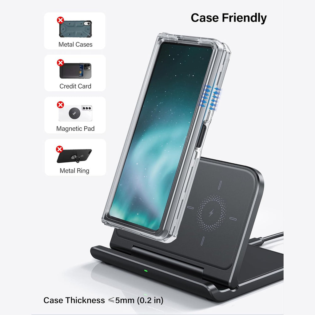 SwanScout Wireless Charger for Samsung Z Fold, Foldable Charging Station for Galaxy Z Fold 5/ Z Fold 4/ Z Fold 3, Samsung Wireless Phone Charger Stand for Z Fold/Z Flip Series (No Adapter)
