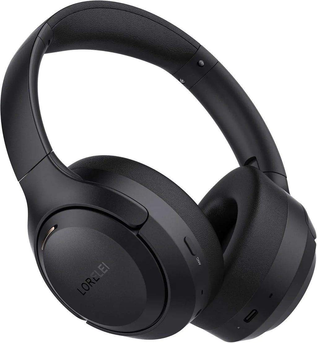 LORELEI QC60 Hybrid Active Noise Cancenlling Headphones,Wireless Over Ear Bluetooth Headsets with Microphone, 60H Playtime Foldable Lightweight, Deep Bass, Memory Earmuffs, for Travel Home Office