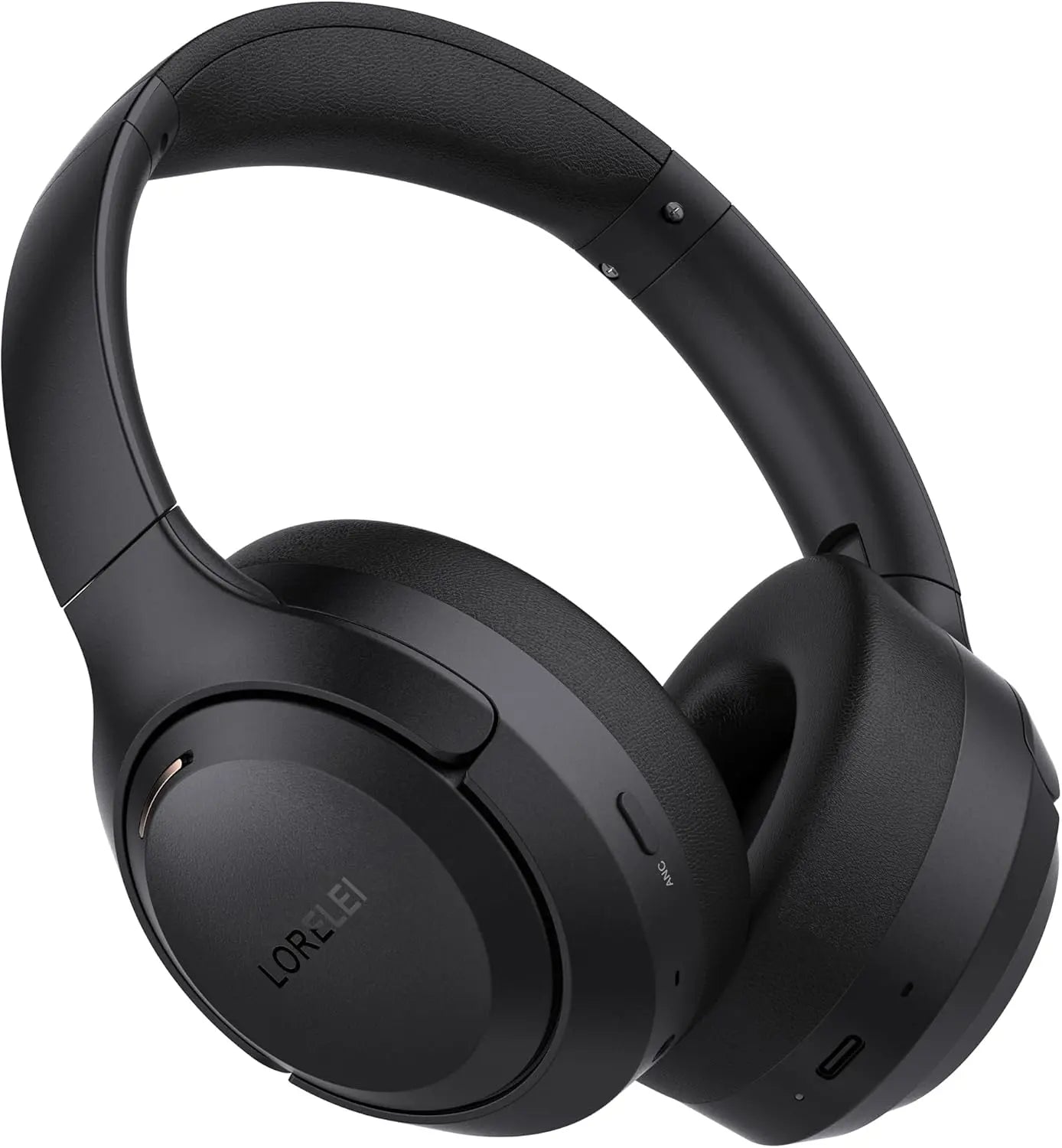 LORELEI QC60 Hybrid Active Noise Cancenlling Headphones,Wireless Over Ear Bluetooth Headsets with Microphone, 60H Playtime Foldable Lightweight, Deep Bass, Memory Earmuffs, for Travel Home Office