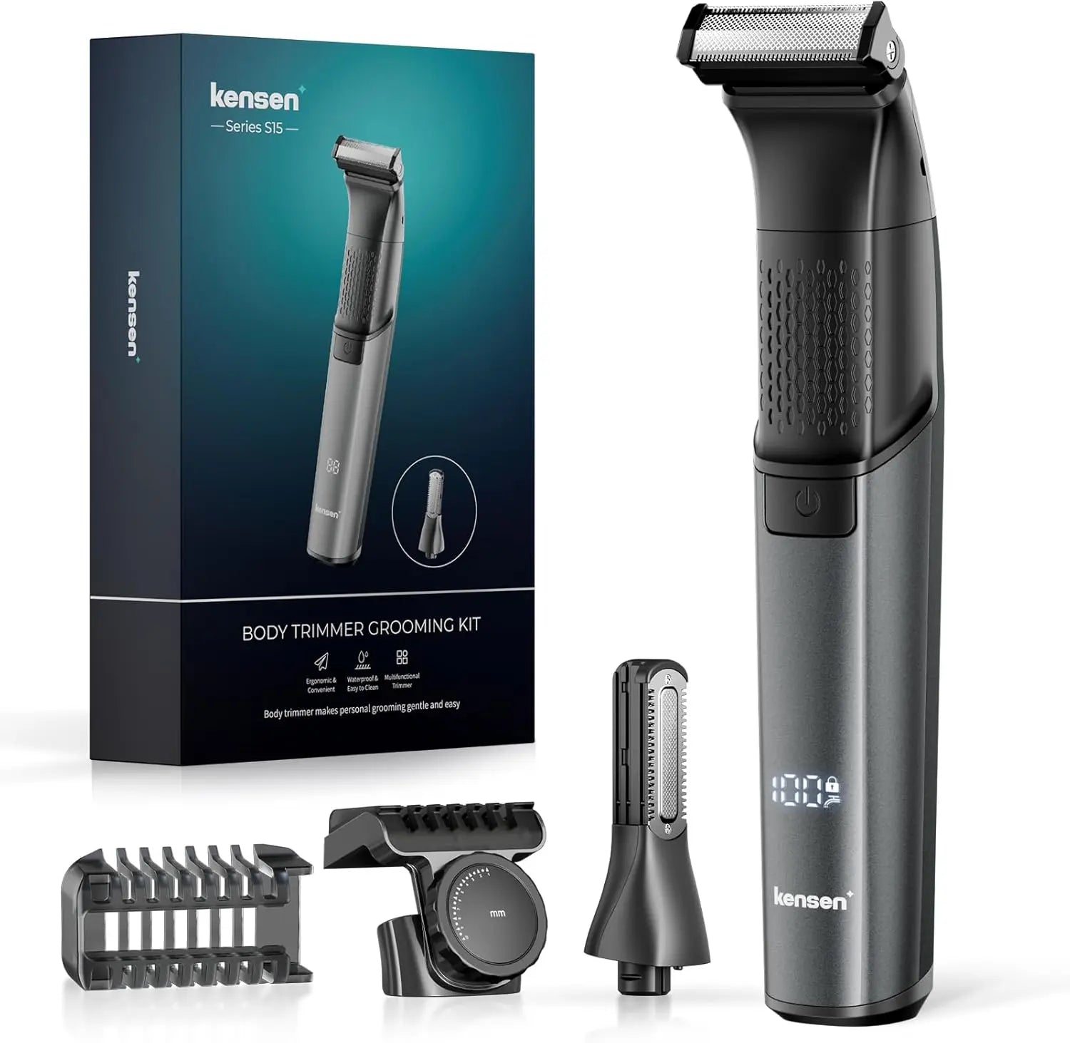 Body Hair Trimmer for Men - 6.0 Upgraded Groin & Pubic Hair Trimmer, 2-in-1 Professional Dual-Head Body Shaver IPX6 Waterproof Wet/Dry Use Rechargeable Versatile Ball Shaver (Black)