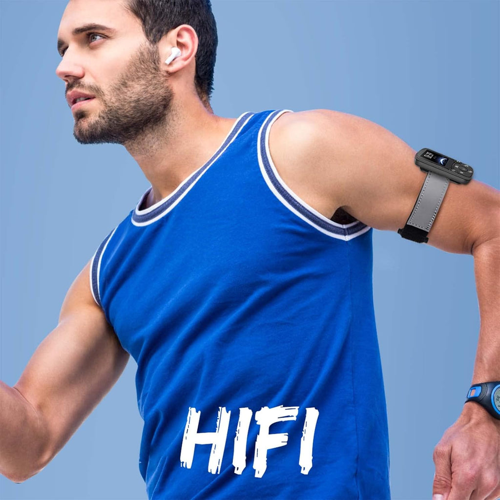 AGPTEK MP3 Player Bluetooth 5.3 Sport 64 GB with 1.5 Inch TFT Colour Screen, Mini Music Player with Clip, Supports up to 128 GB SD Card, Black