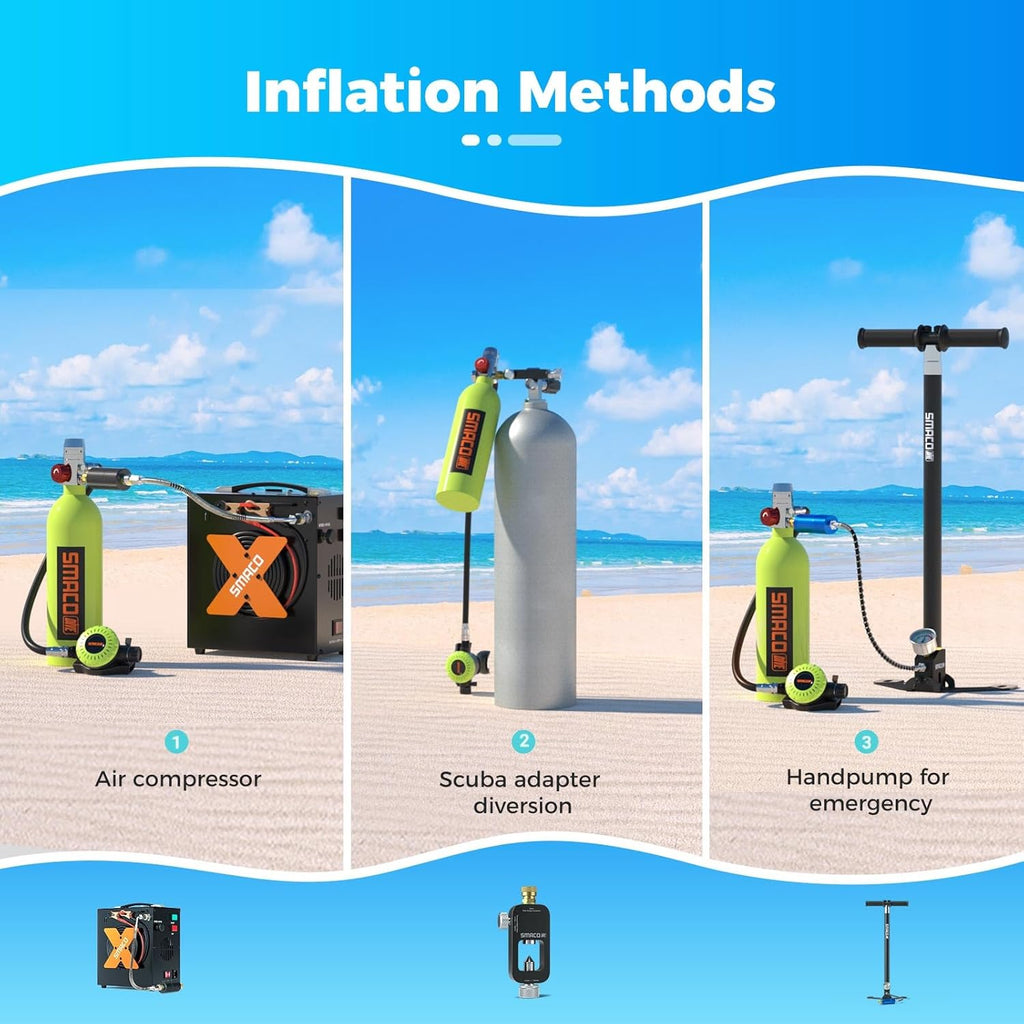 Scuba Tank 1L Mini Scuba Tank Support 15-20 Minutes Underwater Breathing(No More Than 30m) Scuba Diving Accessories Diving Oxygen Tanks for Water Rescue/Diving Sightseeing/Backup Air Source, Black