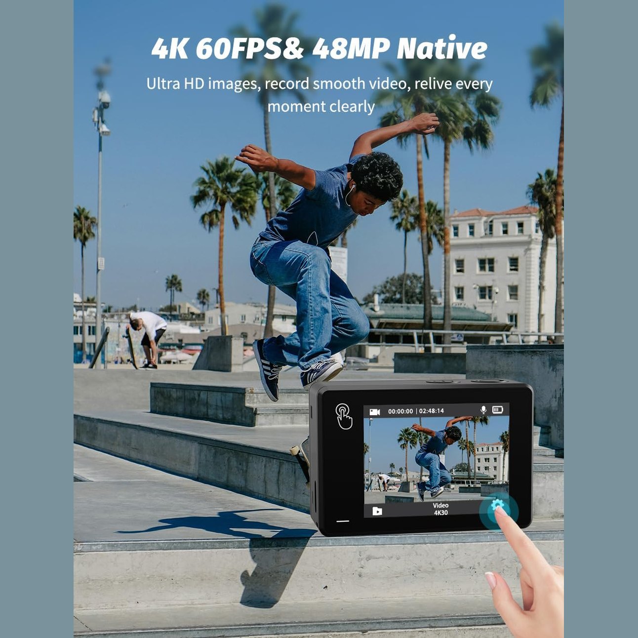 Apexcam X80Pro Double Screen Action Cam 4K60FPS 48MP Ultra HD WiFi Sports Camera Underwater Camera 40 m Waterproof 170° Wide Angle 2.4G Remote Control 2 x 1350 mAh Batteries