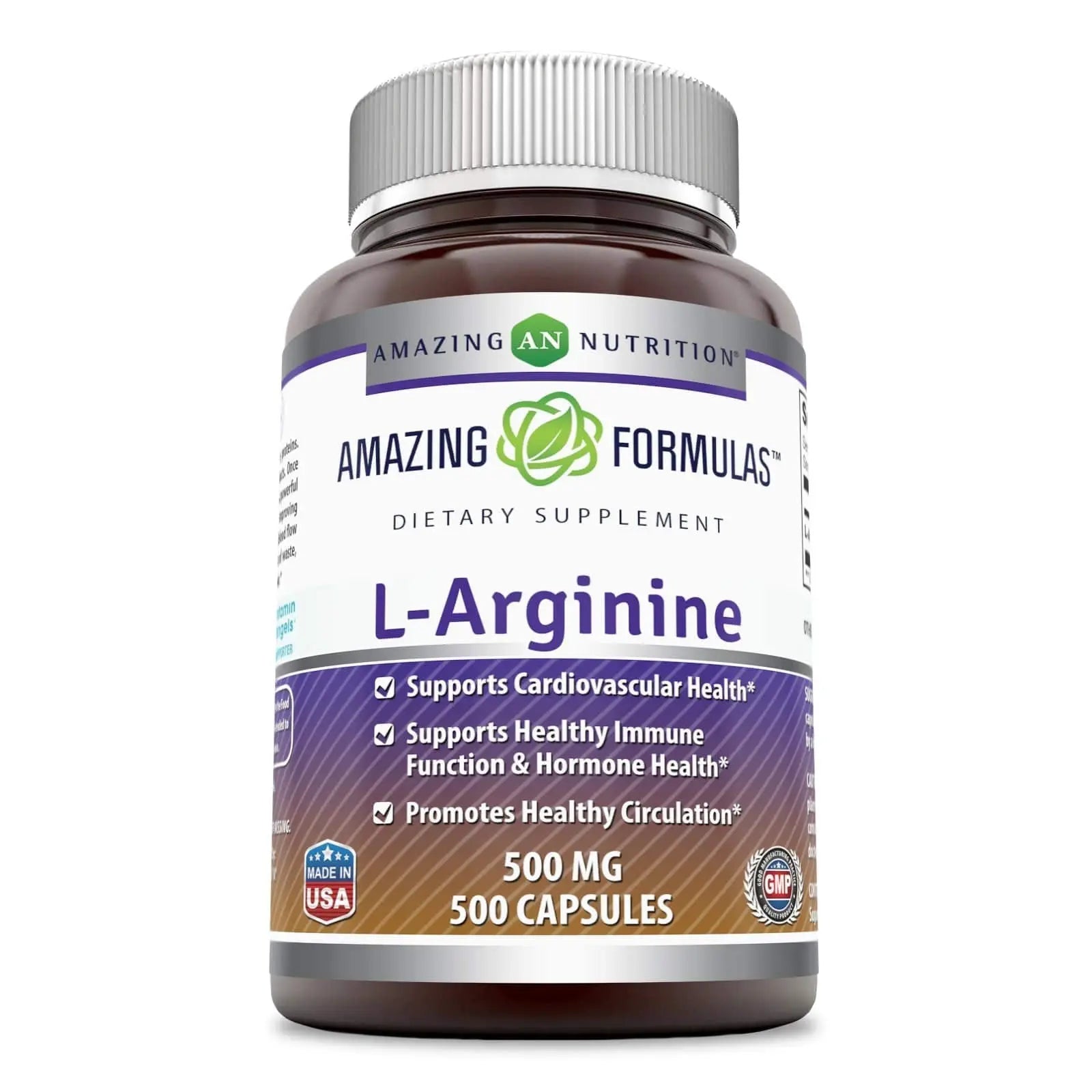 Amazing Formulas L-Arginine Supplement | 500 Mg | 250 Capsules | Amino Acid Supplement for Men & Women | Non-GMO | Gluten Free | Made in USA