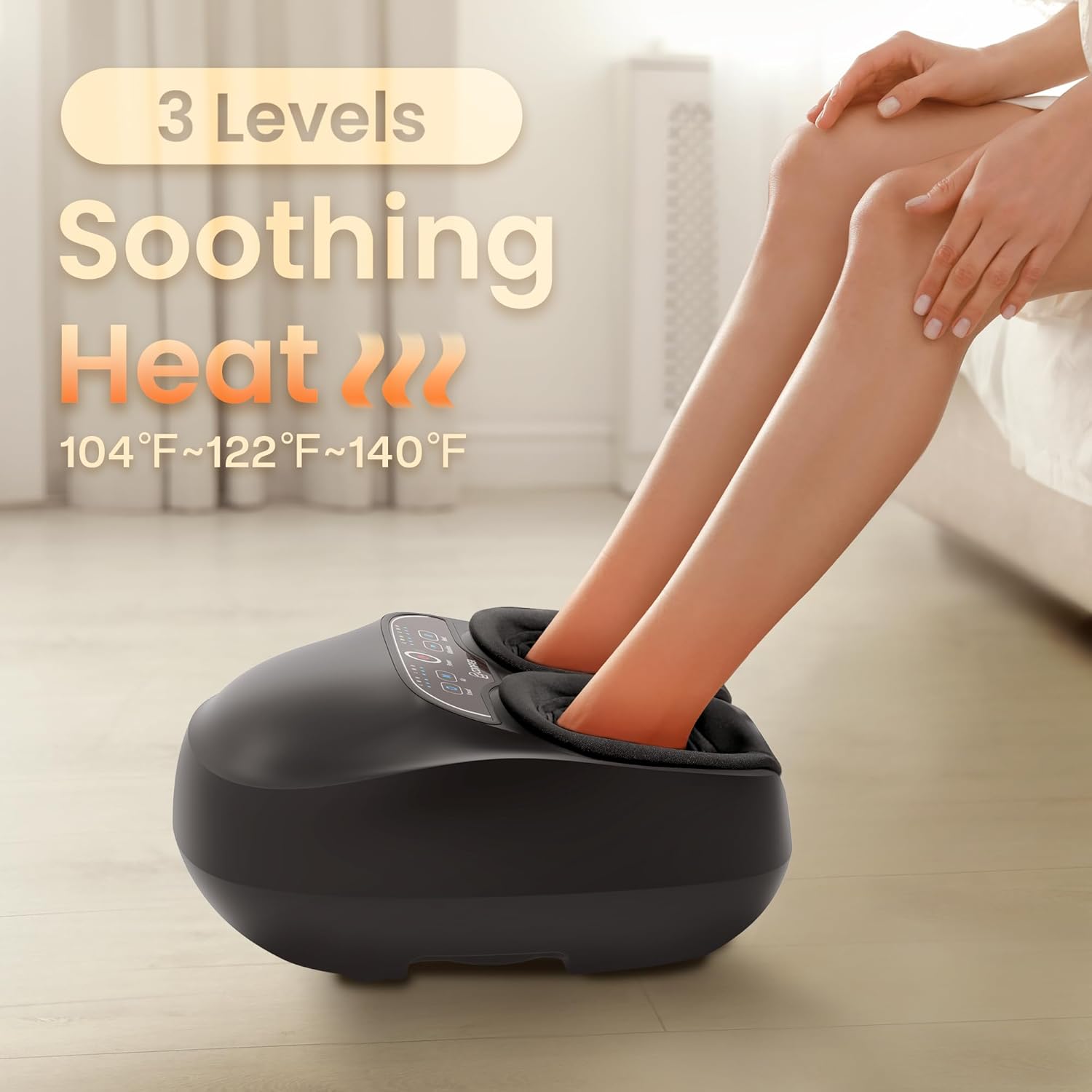 COMFIER Foot Massager with Deep Kneadinng for Pain,Shiatsu Foot Massager with Heat for Plantar Fasciitis,Remote Control,Customizable Settings, Pause Function,Electric Massage Machine Gifts