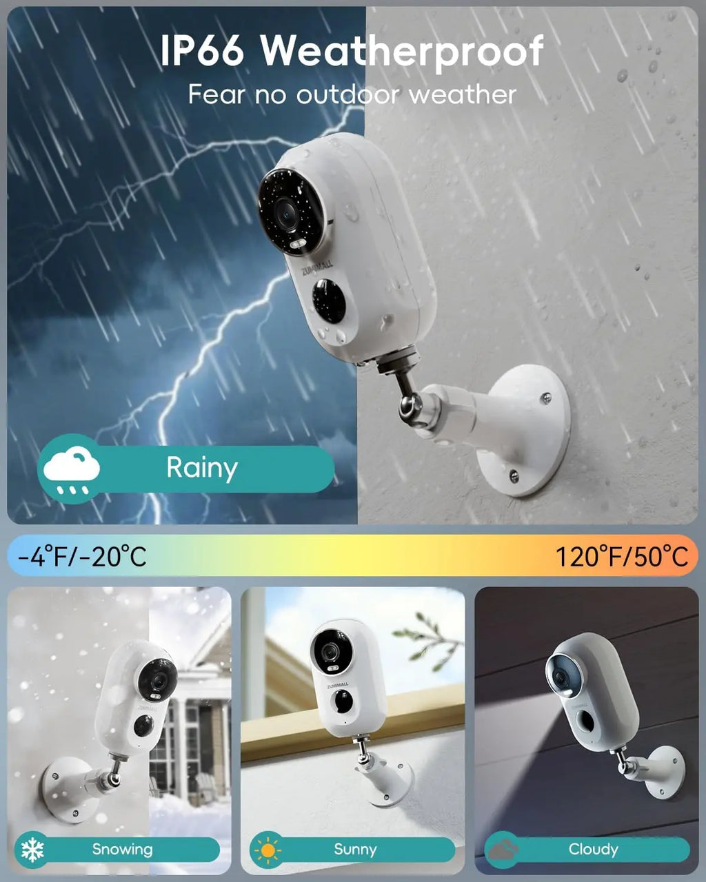 ZUMIMALL Solar Security Cameras Wireless Outdoor, 2K Outdoor Camera Wireless Solar Powered, 2.4G WiFi Battery Camera, 3MP Color Night Vision, Magnetic Mount,Siren,PIR/AI Analyse, IP66, Cloud, Alexa