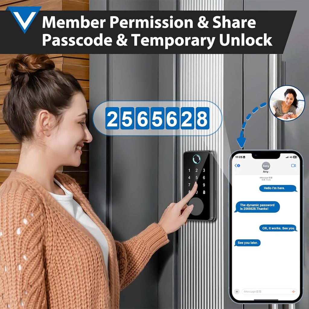 Smart Fingerprint Door Lock, Keyless Entry, Keypad Password, Electronic Biometric Identification, Digital Touchscreen Deadbolt Auto Lock for Home/Hotel/Office/Apartment