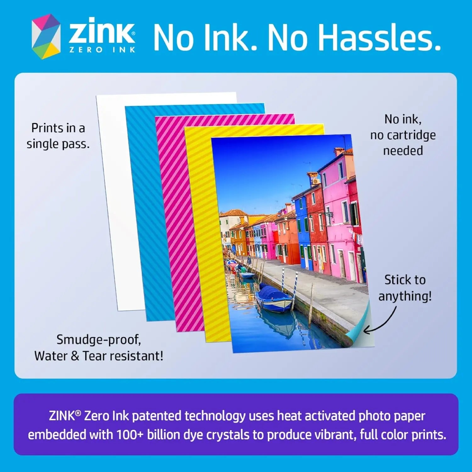 HP Sprocket Portable 2x3 inch Instant Photo Printer (Lilac) Print Pictures on Zink Sticky-Backed from your iOS & Android Device