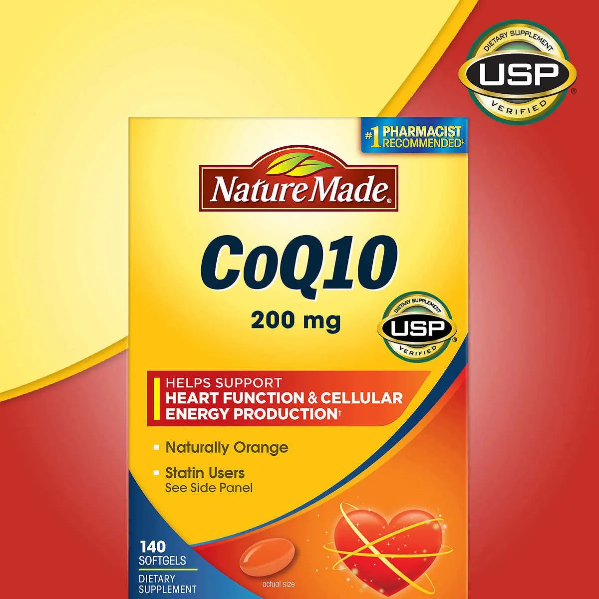 Nature Made CoQ10 200mg Softgels, Dietary Supplement for Heart Health Support, 105 Softgels, 105 Day Supply