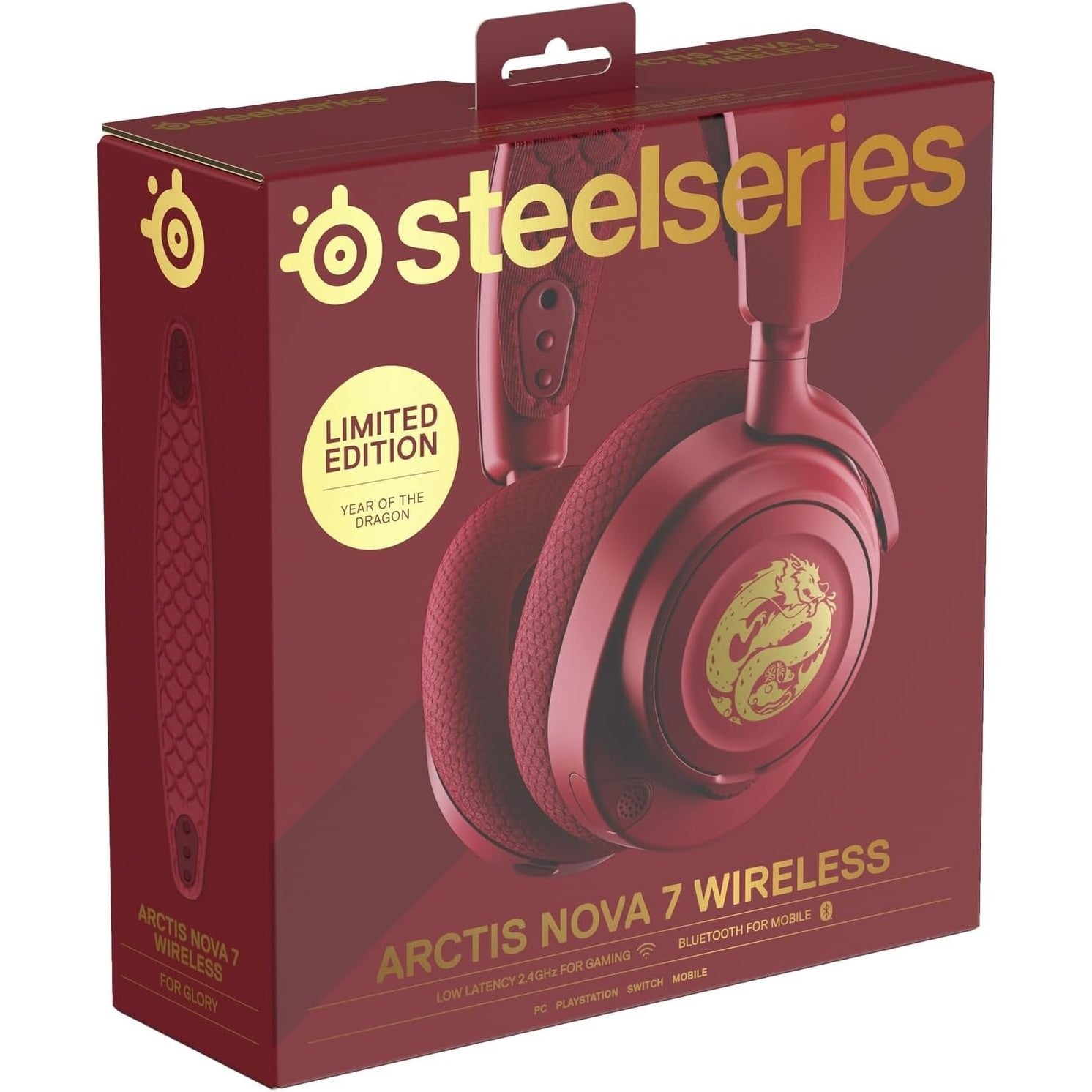 SteelSeries 61557 Wireless Gaming Headset, Arctis Nova 7 Dragon Edition, Limited Edition - Lightweight - Voice Chatting, Gaming & Smartphone Simultaneously, Wireless, Enclosed Type, Supports Switch,