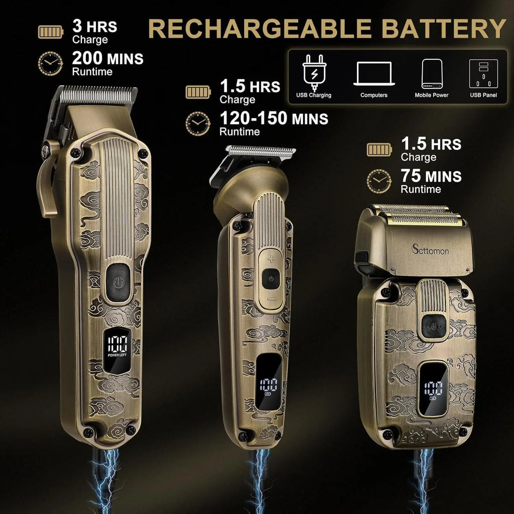 Scttomon rechargeable cordless grooming kit with USB charging and digital battery display