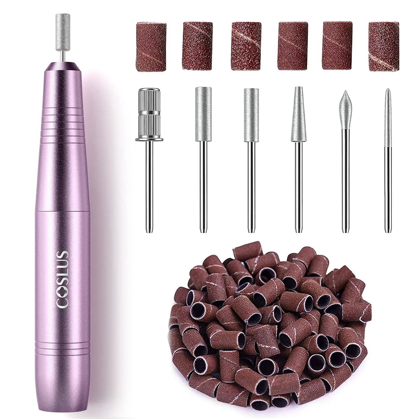COSLUS Electric Nail Drill File Professional: for Acrylic Gel Dip Powder Nails Portable Nail Drill Machine Kit Manicure Pedicure Tools Polishing Set with Nail Drill Bits Sanding Bands