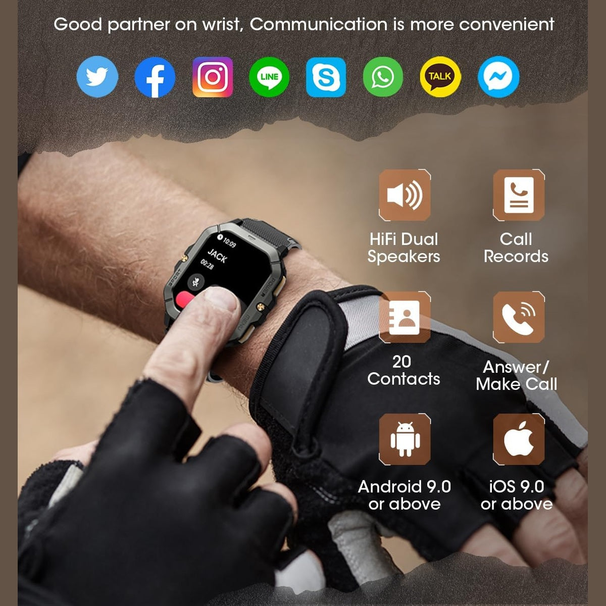 Military Smart Watches for Men (Answer/Make Calls), 2.02'' Fitness Smart Watch for Android and iPhone, Waterproof Fitness Tracker with Blood Pressure/Heart Rate/Sleep/100+ Sport Modes, Watches for Men