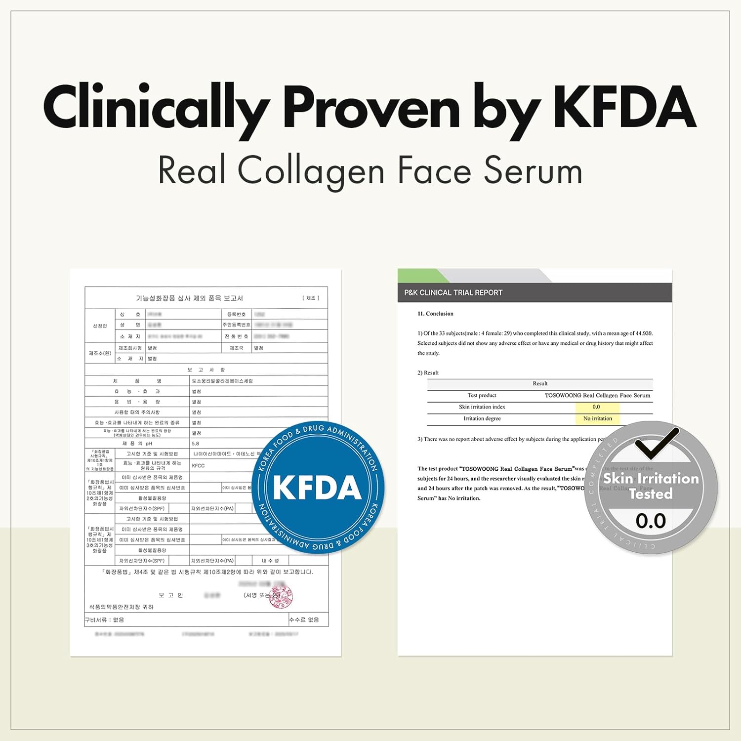 TOSOWOONG Real Collagen Face Serum, Hydrating & Firming with Hydrolyzed Collagen and Hyaluronic Acid – Supports Elasticity and Smooth-Looking Skin – Korean Skincare, 33ml, 1.11 fl. oz