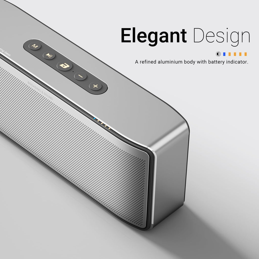 BOGASING S8 Pro Max Bluetooth Speaker, 3-Channel Audio with Lifelike Stereo Sound & Punchy Bass, EQ, DSP Technology, TF-Card, AUX, Built-in Mic, Wireless Portable Speakers for Home, Office (Silver)
