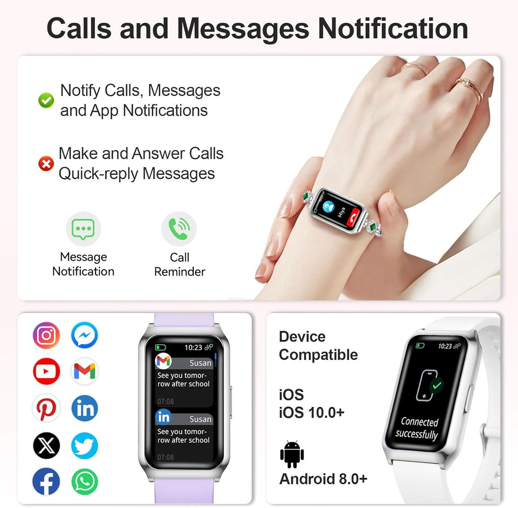 Homailida Smartwatch for Women with Make/Answer Calls, 1.47" HD Display Waterproof Fitness Smart Watch with Heart Rate Sleep Monitor Sports Modes Activity Tracker for iOS Android