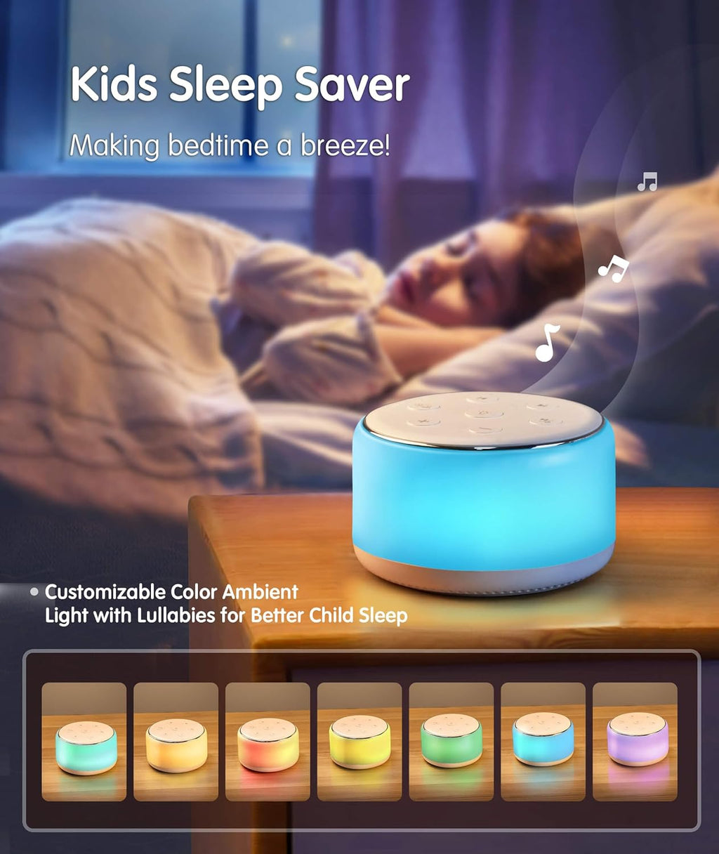 FamiSym White Noise Sound Machine Baby - 34 Soothing Sounds, Rechargeable, Portable, Night Light, Sleep Aid for Baby, Kids, Adults