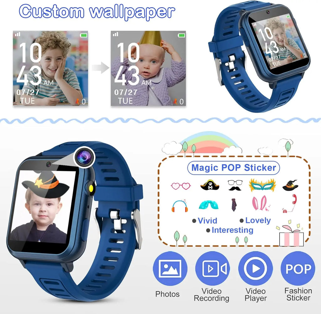 Phyulls Smart Watch for Kids with 24 Games Alarm Clock, Touch Screen, Calendaring Camera Music Player Time Display Video & Audio Recording, Toys for 3-12 Years Old Boys