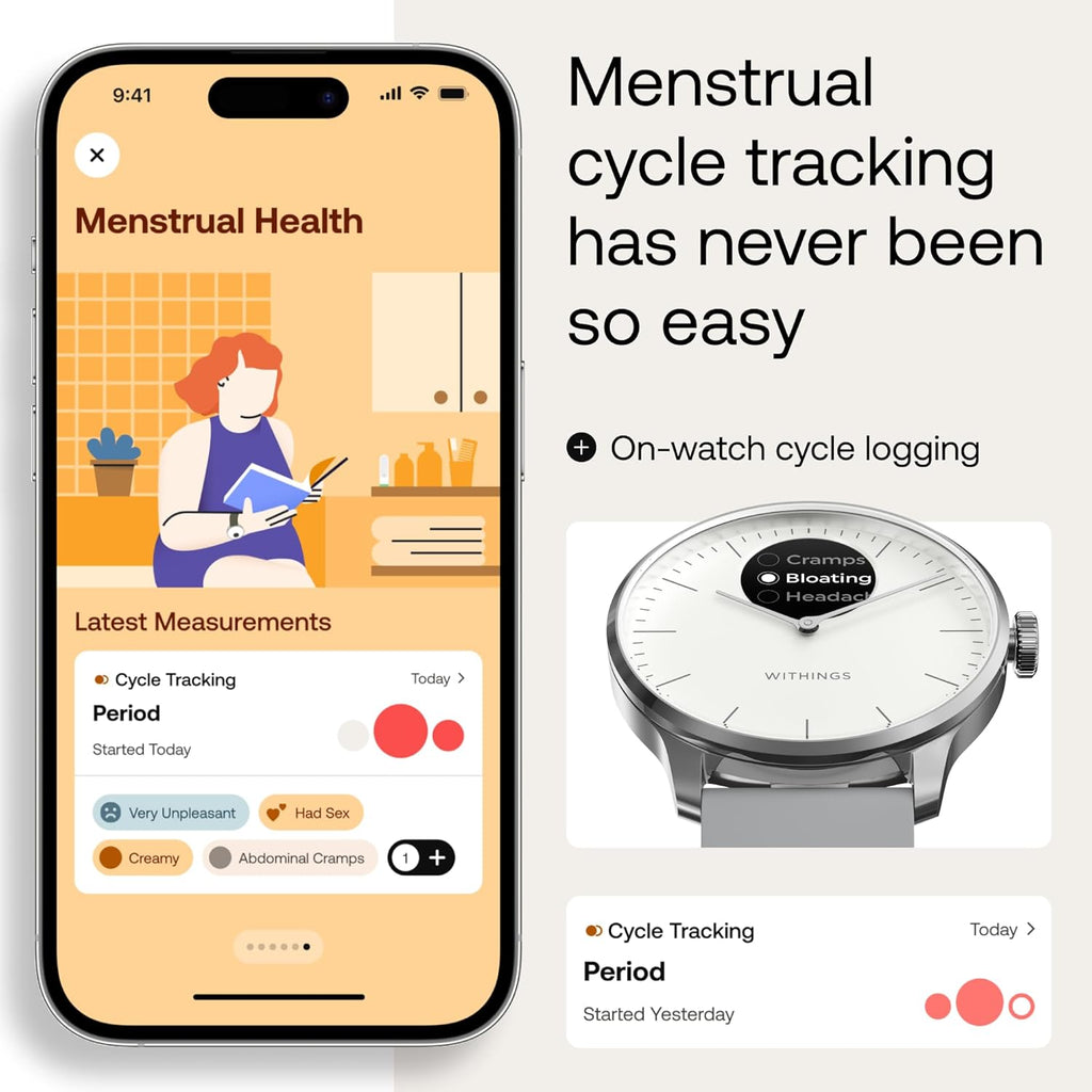 Withings ScanWatch Light - Hybrid Smartwatch, 24/7 Heart Monitoring, Activity Tracking, Cycle Tracking, Sleep Monitoring, Connected GPS, 30-Day Battery Life, Android & Apple Compatible, HSA/FSA