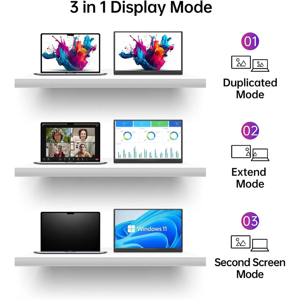 Yxk Portable Monitor 15.6 Inch 1080P USB-C HDMI Ultra-Slim Travel Monitor with Kickstand, for Laptop, PC, Mac Phone, PS, Xbox, Swich IPS Ultra-Thin Zero Frame Gaming Monitor