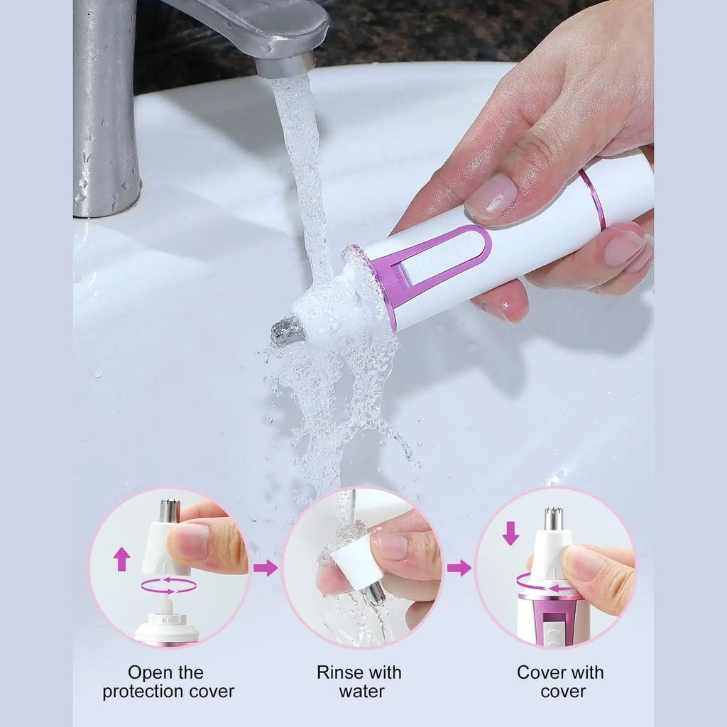 AREYZIN Painless Nose Hair Trimmer for Women 2024 Upgrade Nose Trimmer Ladies Nose Hair Trimmer Dual Edge Blades with IPX7 Waterproof,Powerful Motor,Easy Cleansing,White