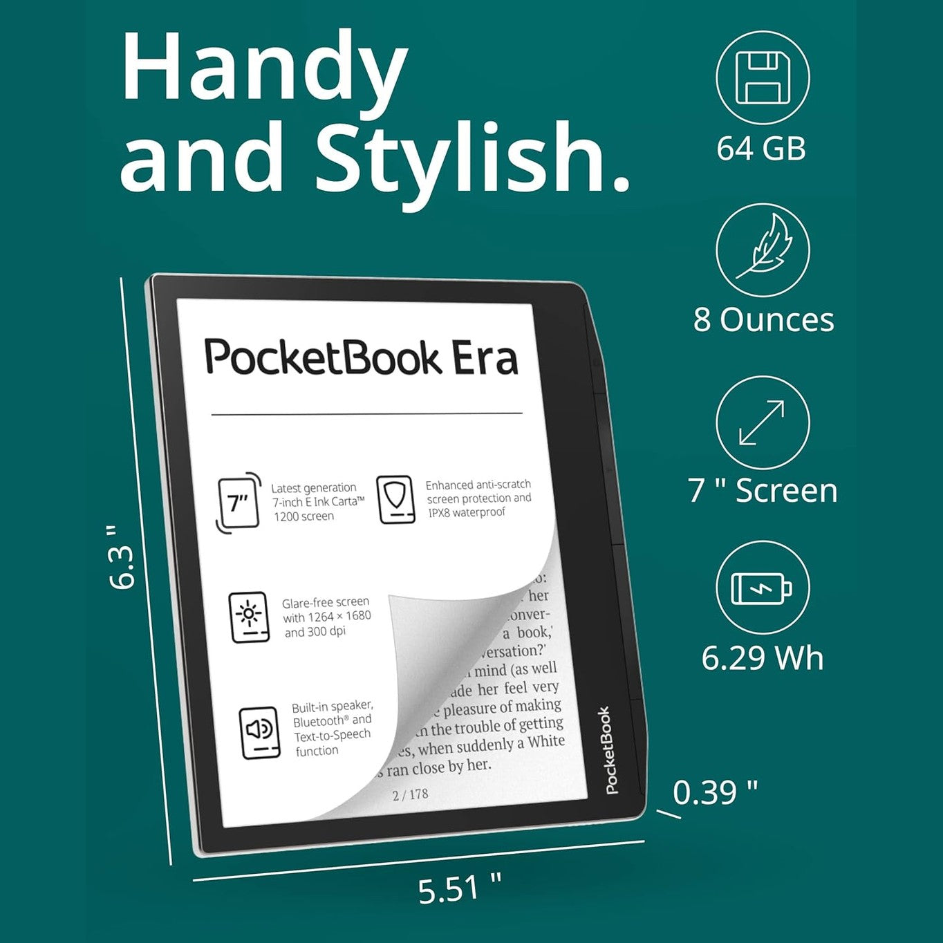 PocketBook 700 Era Silver ebook reader Touchscreen 16 GB Black Silver