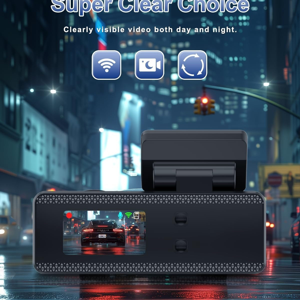 DYNACAM Dash Cam Front and Rear 4K+1080P, Dash Cam Inserted 64GB SD Card, Built-in WiFi Dash Camera for Cars, Super Night Vision Dashcam, 24H Parking Mode, G-Sensor, Loop Recording Car Camera