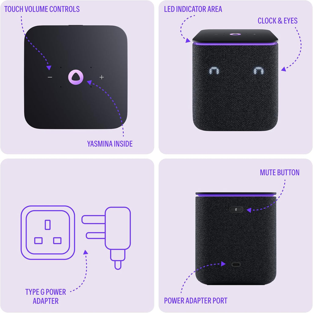 Yango Yasmina Midi | Smart AI Speaker | Premium Sound, Deep Bass & Stereo Pairing | Speaks English & Arabic | YangoPlay unlimited Movies, Series, Music, Quran | Kids Teacher & Translator | Black